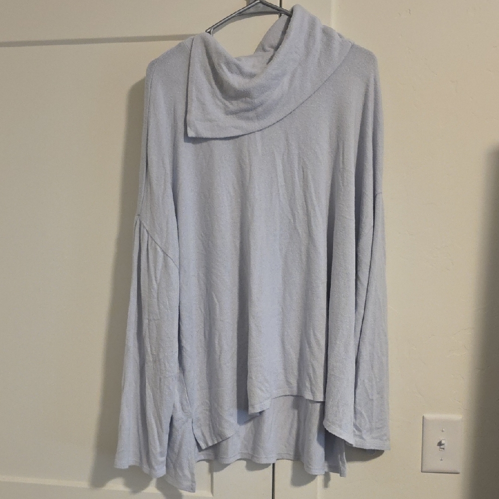 White Draped Cowl Neck Long Sleeve Top
